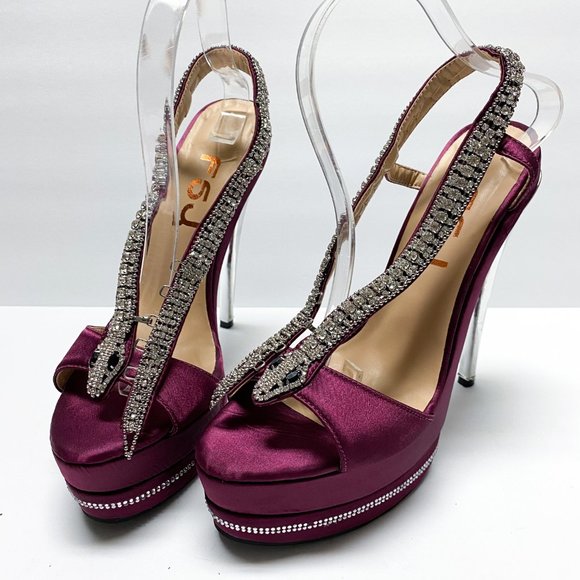 FSJ Slingback Peep Toe Stiletto High Heel Sandals - Picture 3 of 10